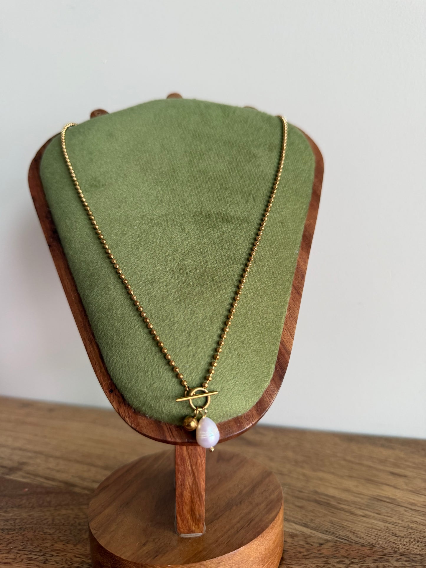 Pearl Drop Toggle Necklace