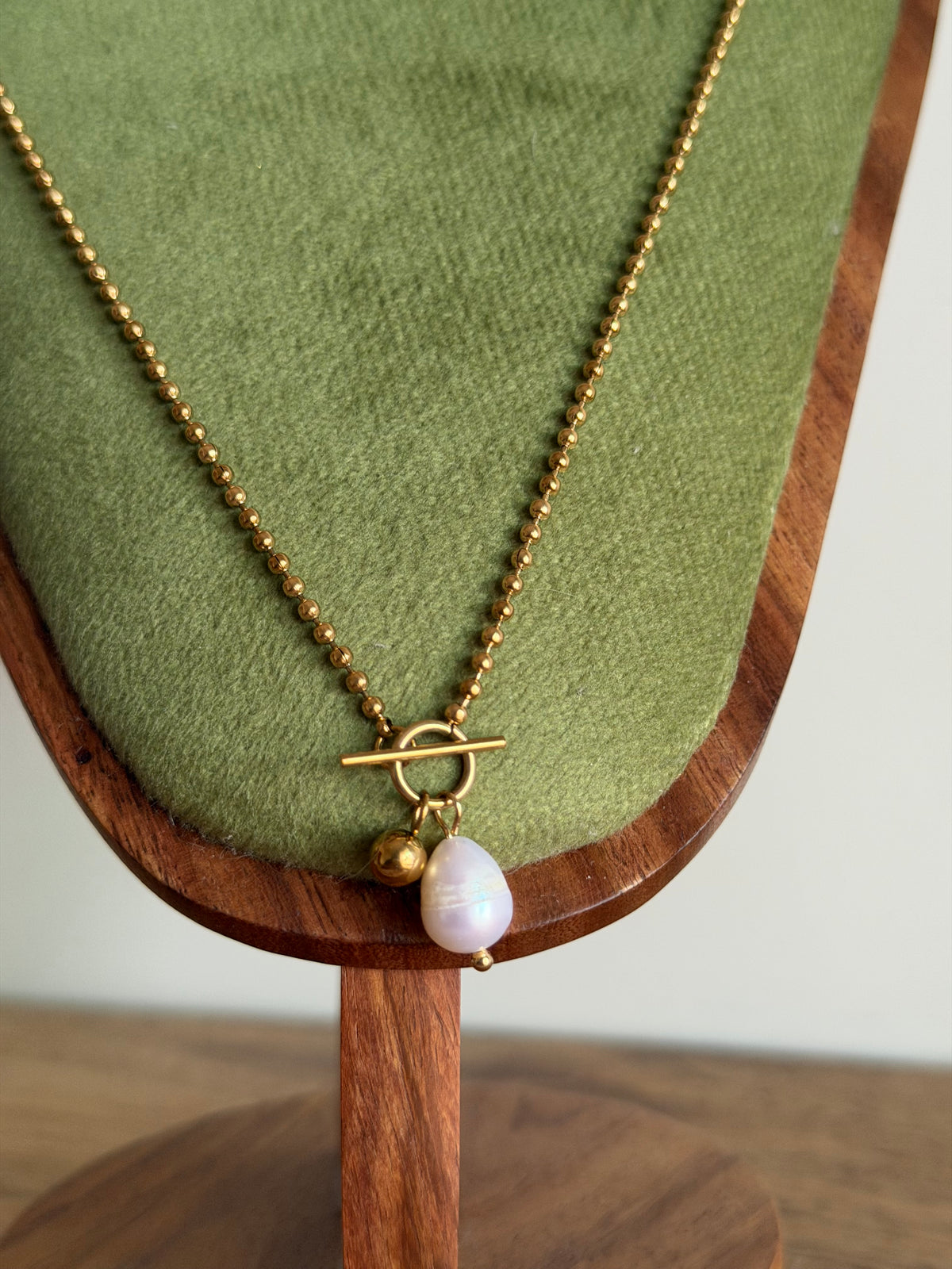 Pearl Drop Toggle Necklace