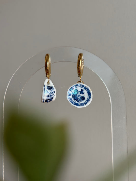 Cobalt Keepsake Cup and Saucer Earrings