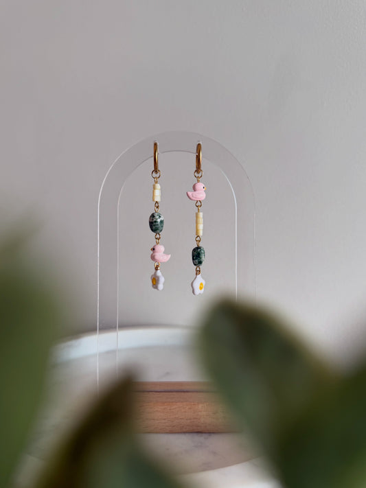 Whimsical Botanical Charm Hoops