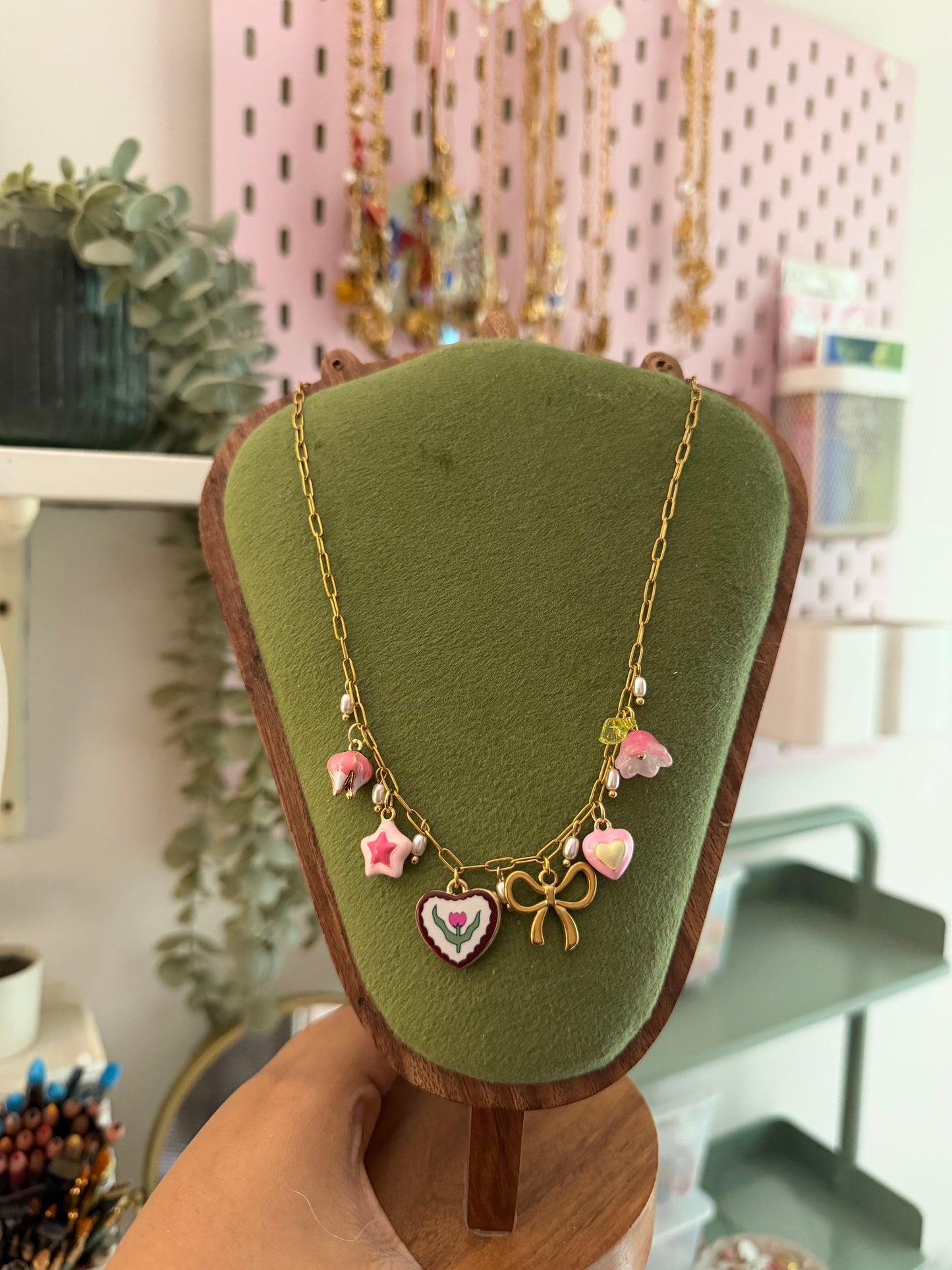 Blushing Bloom Charm Necklace
