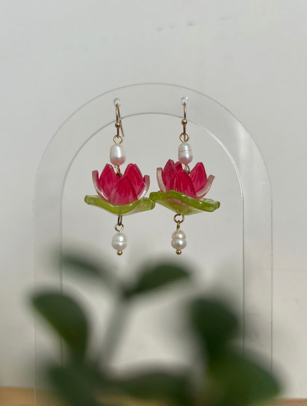 Floating lotus earrings