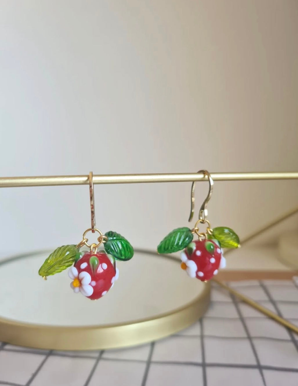 Strawberry bloom with leaves
