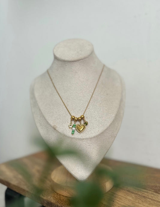 Sage Heart Bunched Necklace