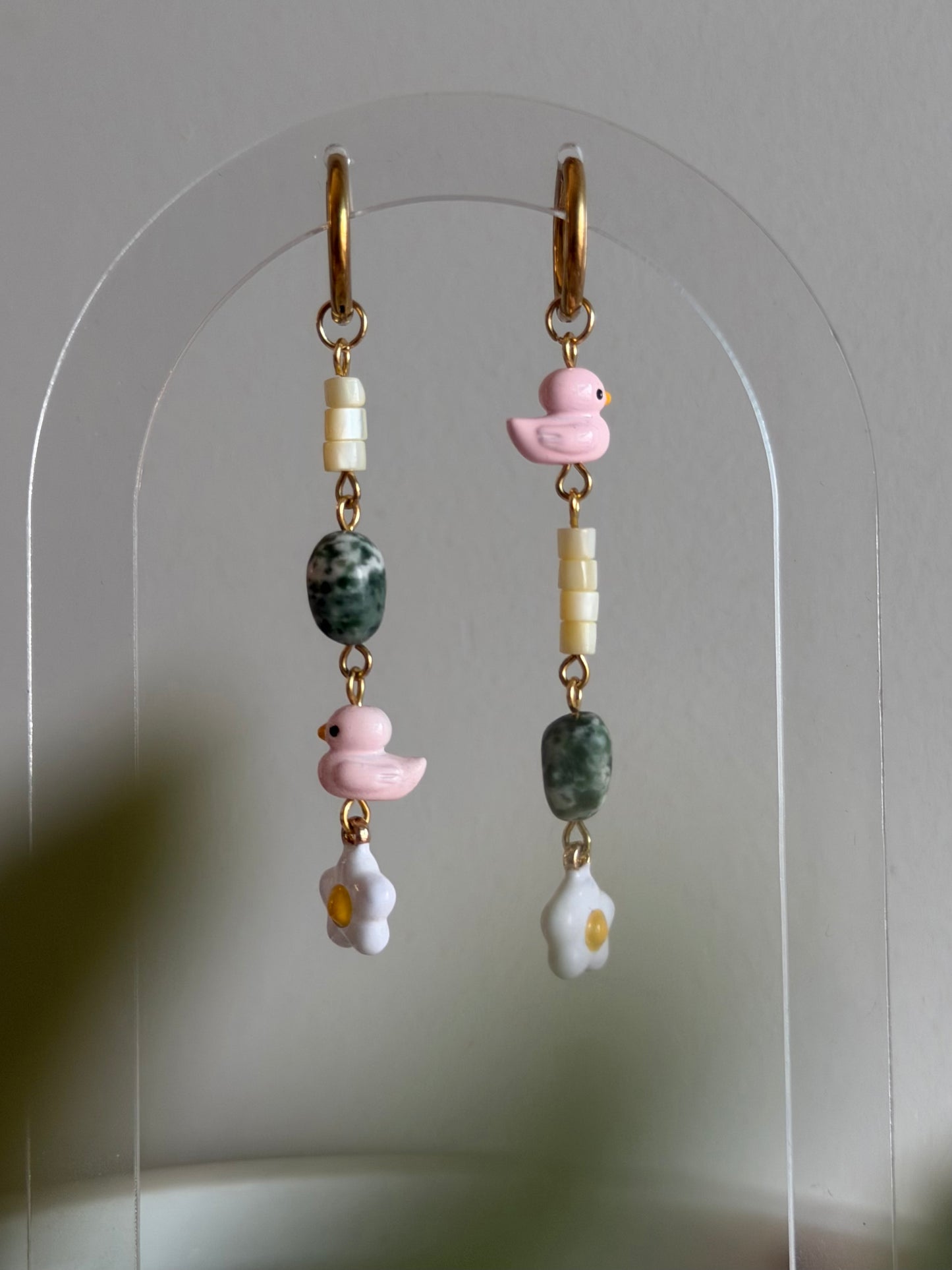 Whimsical Botanical Charm Hoops