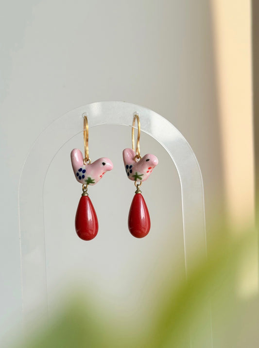 Birdie drop earrings