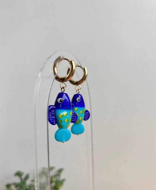 Lunar Blue Fish Earrings