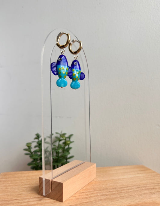 Lunar Blue Fish Earrings
